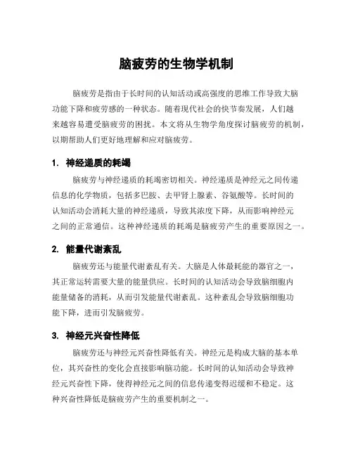 脑疲劳的生物学机制