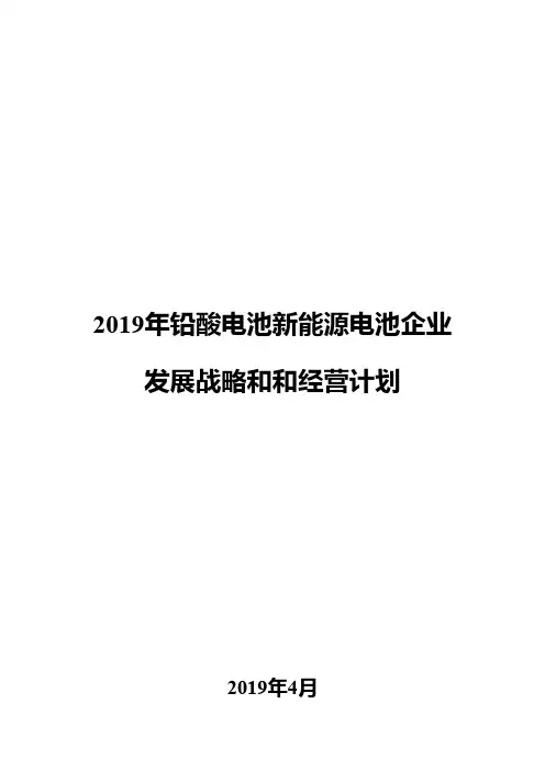 2019年铅酸电池新能源电池企业发展战略和和经营计划