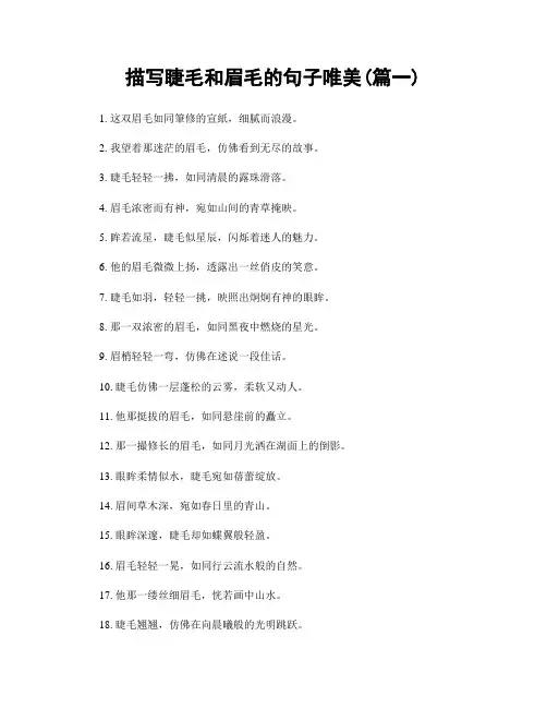 描写睫毛和眉毛的句子唯美(精选2篇)