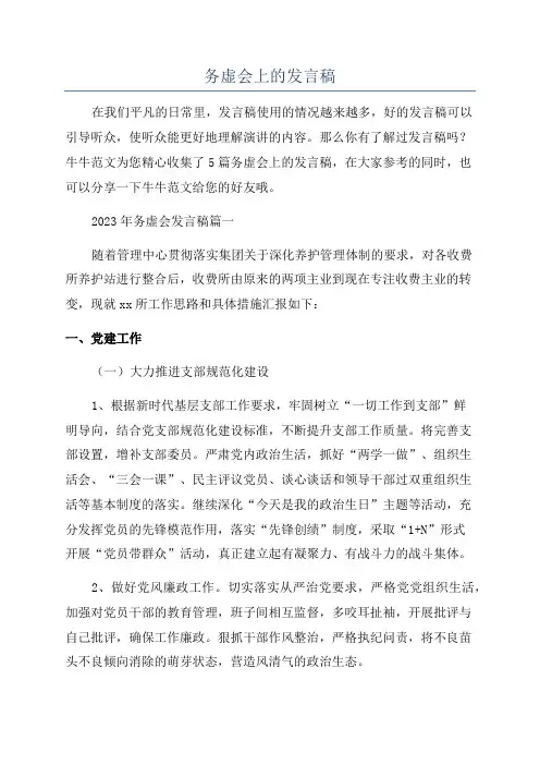 务虚会上的发言稿