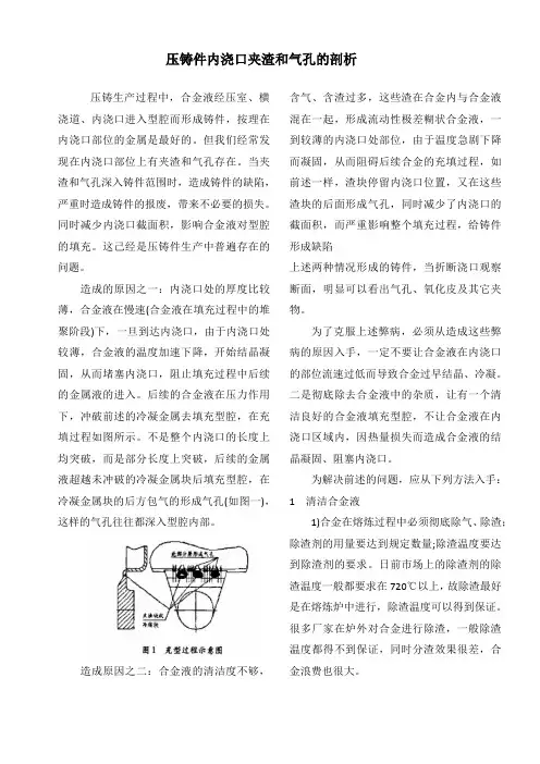 压铸件内浇口夹渣和气孔的剖析
