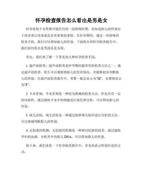 怀孕检查报告怎么看出是男是女