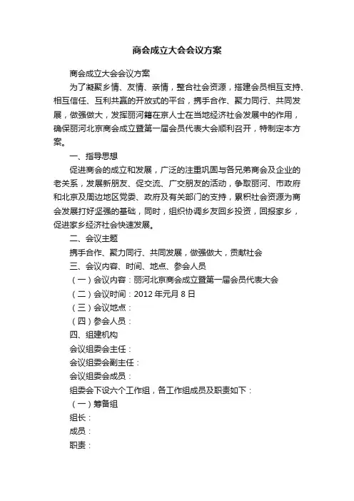 商会成立大会会议方案