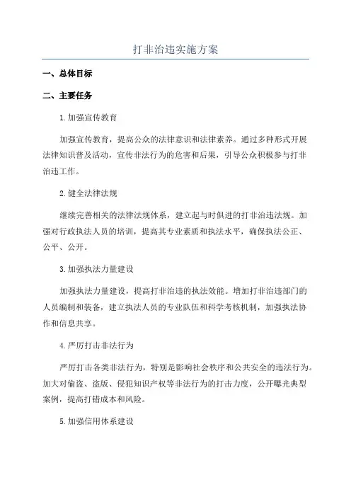 打非治违实施方案