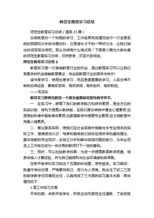 师范生教育实习总结