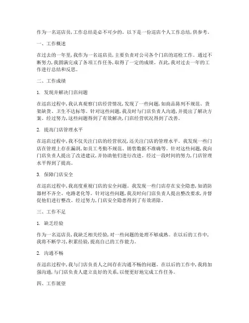 巡店个人工作总结怎么写