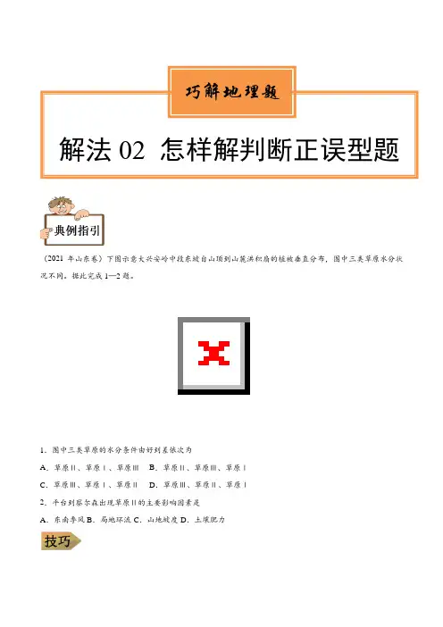 解法02巧解判断正误型题-2022年高考地理常考题型高分