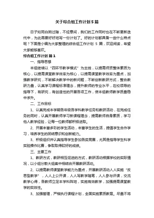 关于综合组工作计划5篇