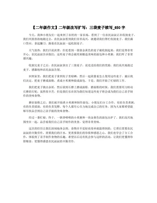 【二年级作文】二年级改写扩写：三袋麦子续写_650字