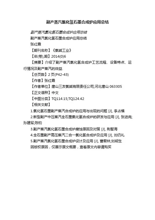 副产蒸汽氯化氢石墨合成炉应用总结