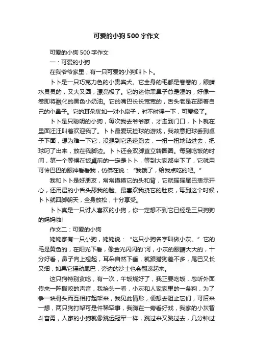 可爱的小狗500字作文