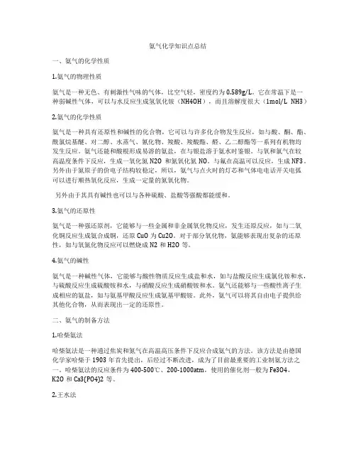 氨气化学知识点总结