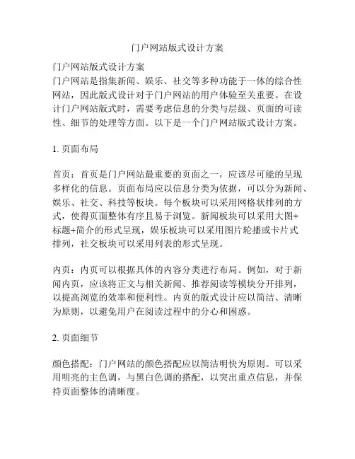 门户网站版式设计方案