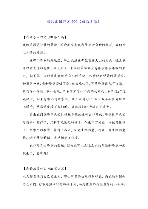 我的乐园作文500(精品3篇)