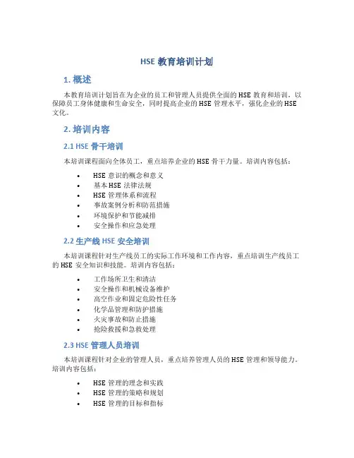 HSE教育培训计划