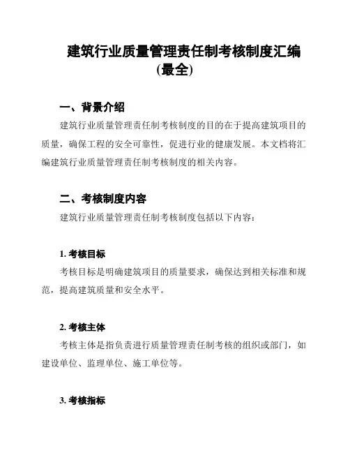 建筑行业质量管理责任制考核制度汇编(最全)