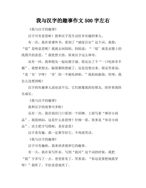 我与汉字的趣事作文500字左右