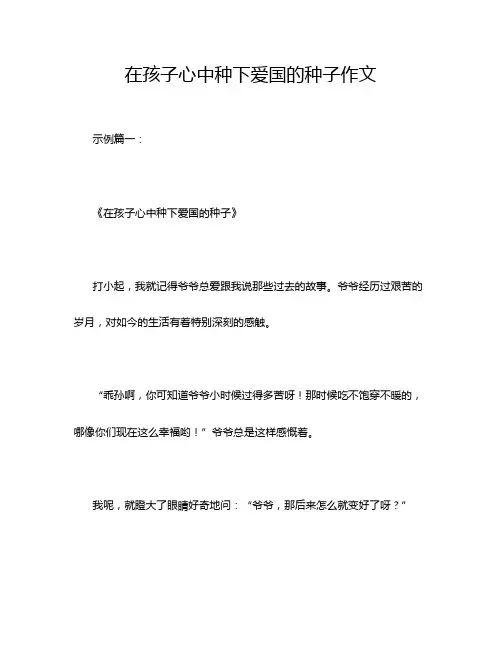 在孩子心中种下爱国的种子作文