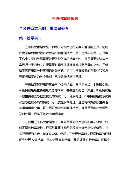 三级档案管理表
