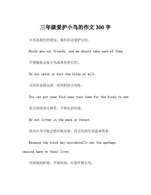 三年级爱护小鸟的作文300字