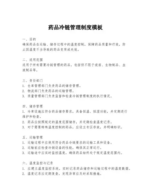 药品冷链管理制度模板