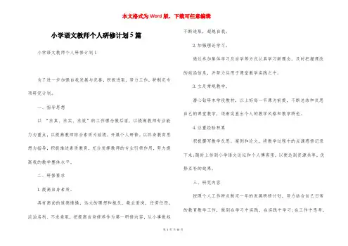 小学语文教师个人研修计划5篇