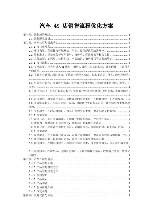 汽车 4S 店销售流程优化方案