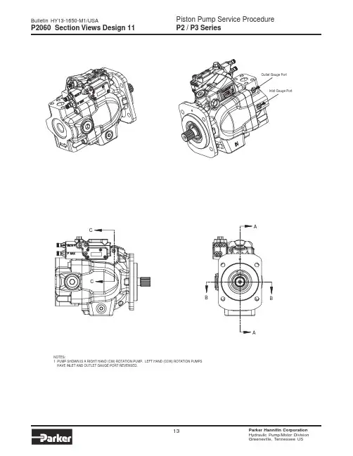 Parker Hannifin 公司 P2 P3 系列气动钢管泵维护手册说明书