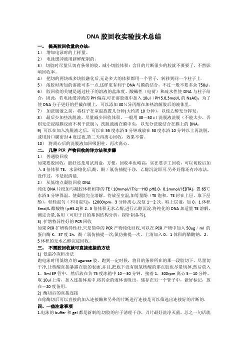 DNA胶回收实验技术总结