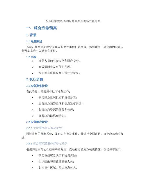 综合应急预案,专项应急预案和现场处置方案