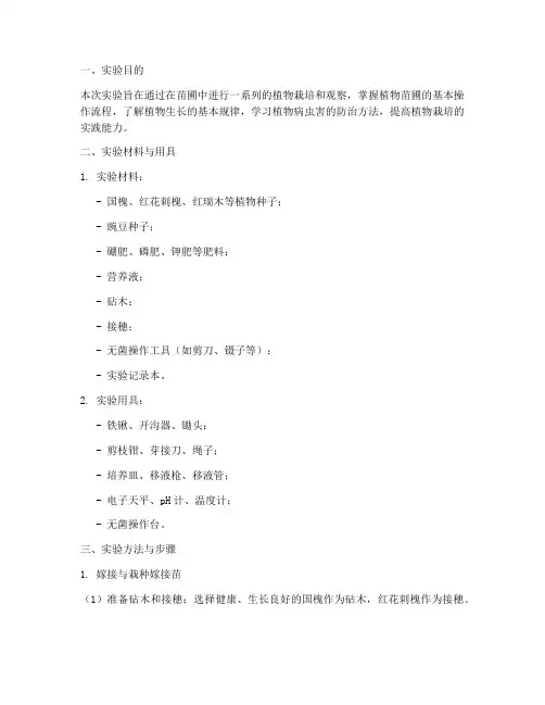 植物苗圃实验报告