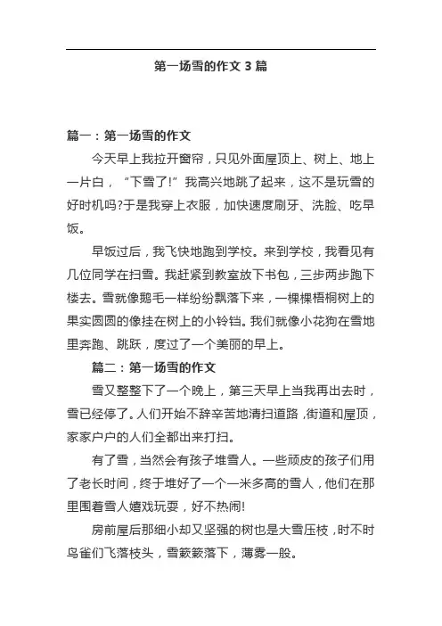 第一场雪的作文3篇