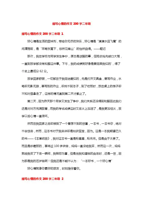 描写心情的作文200字二年级
