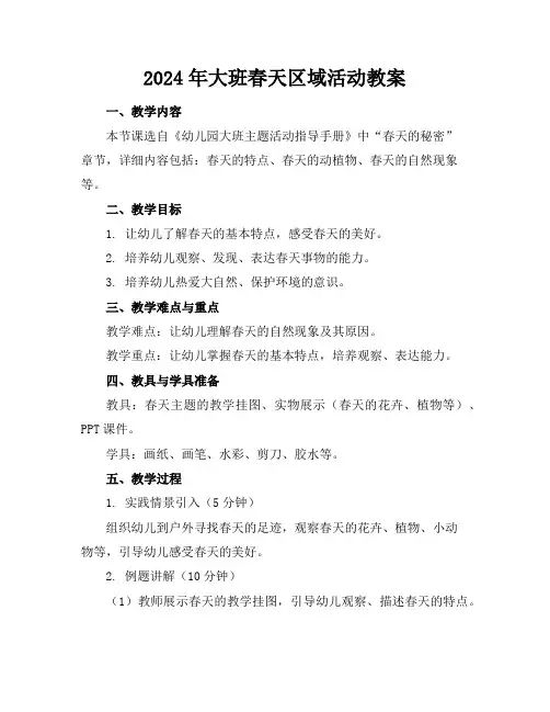 2024年大班春天区域活动教案