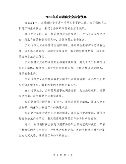 2024年公司消防安全应急预案