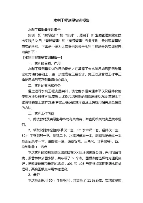 水利工程测量实训报告