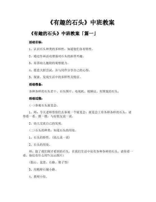《有趣的石头》中班教案