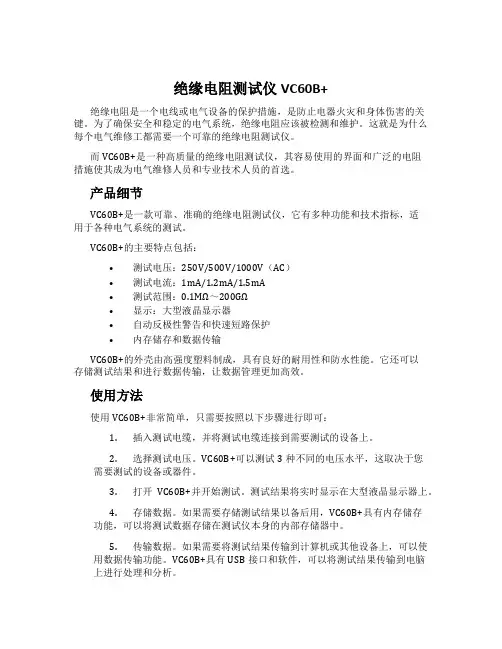 绝缘电阻测试仪VC60B+
