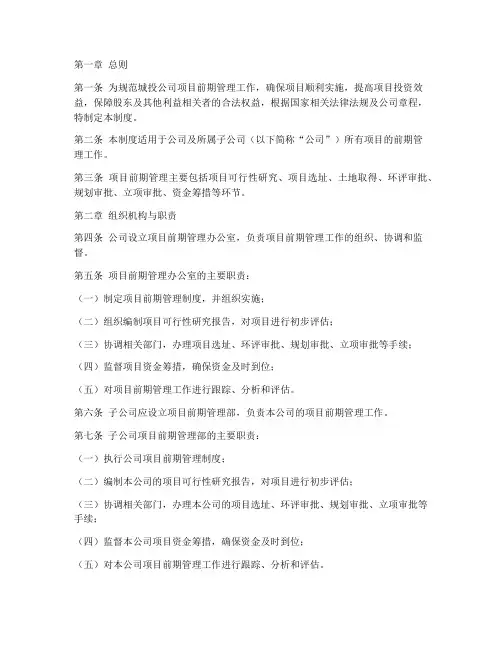 城投公司项目前期管理制度