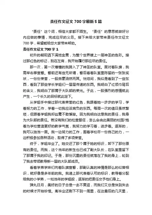 责任作文征文700字最新5篇