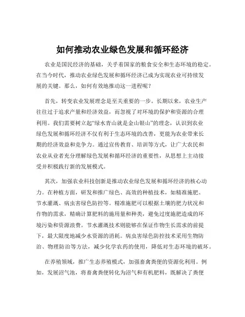 如何推动农业绿色发展和循环经济