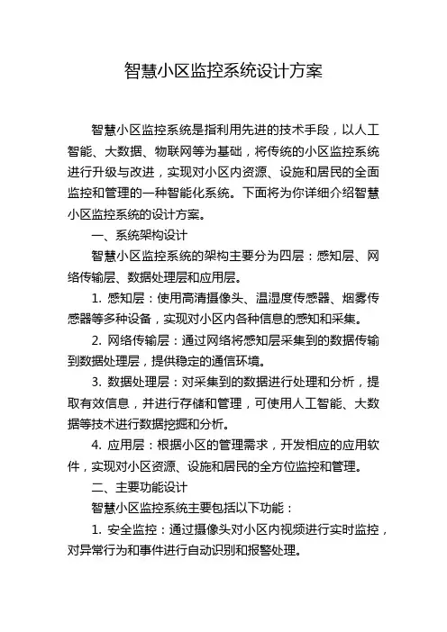 智慧小区监控系统设计方案