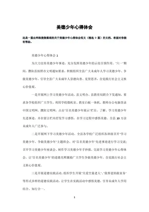 美德少年心得体会