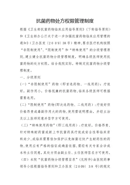 抗菌药物处方权限管理制度