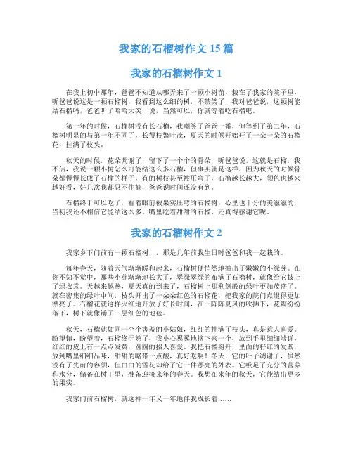 我家的石榴树作文15篇