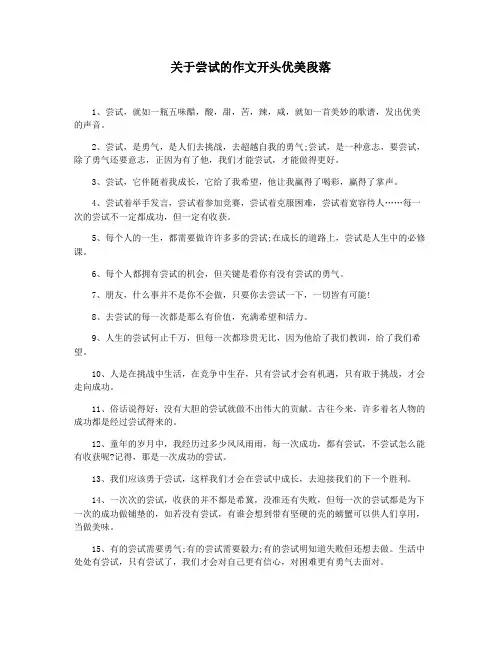 关于尝试的作文开头优美段落