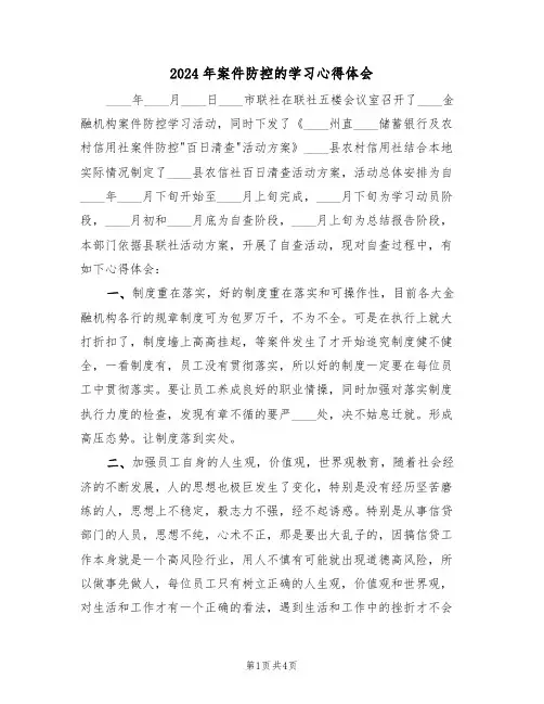 2024年案件防控的学习心得体会(2篇)