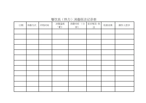 10餐饮具消毒保洁记录表模版