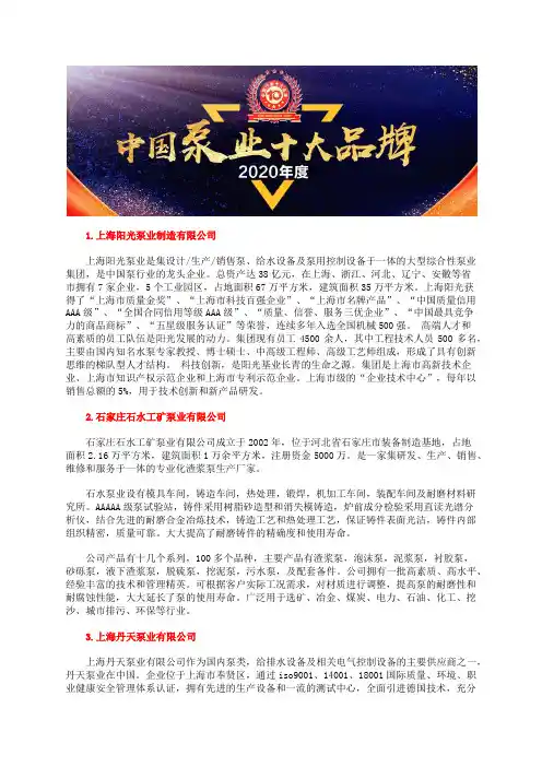 国内油泵厂家排行榜十大品牌
