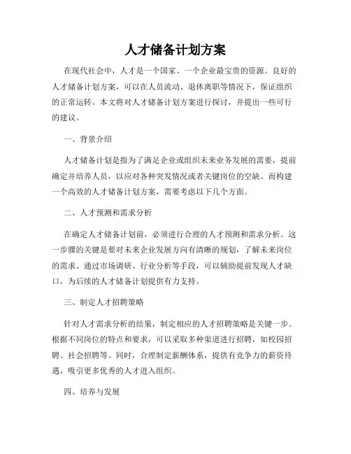 人才储备计划方案
